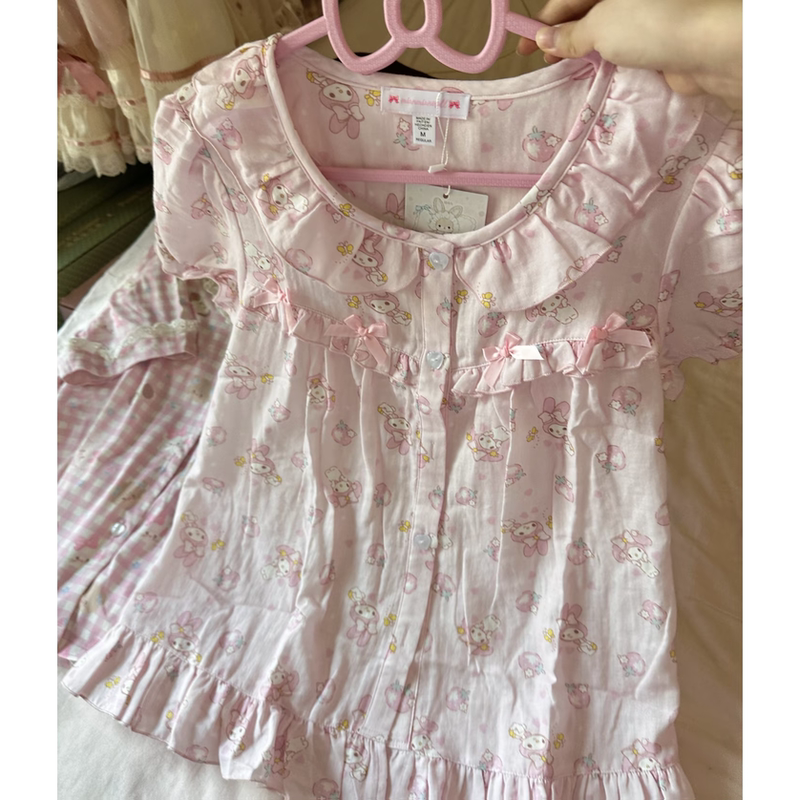 【Original】Mianmian Island Strawberry Melody Pure Cotton Double Layer Gauze Japanese Cute Pajama Set Limited Edition Group Purchase 【Original】Mianmian Island Strawberry Melody Pure Cotton Double Layer Gauze Japanese Cute Pajama Set Limited Edition Group Purchase