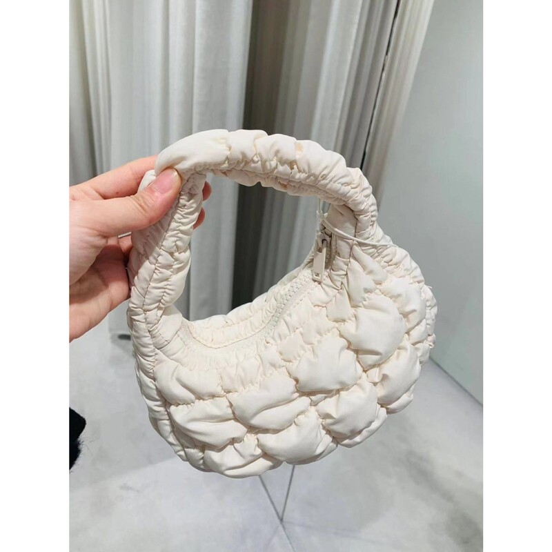 2023 New Cos Bag Mini Cloud Bag Women's Quilted Bag Fashionable Pleated Handbag Dumpling Bag Mini Small Bag