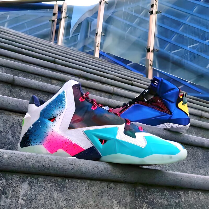 James 11Th Generation Basketball Men's Shoes Lbj12 All-Star Luminous Graffiti Multi-Prism Air-Cushioned Sneakers for Actual Play