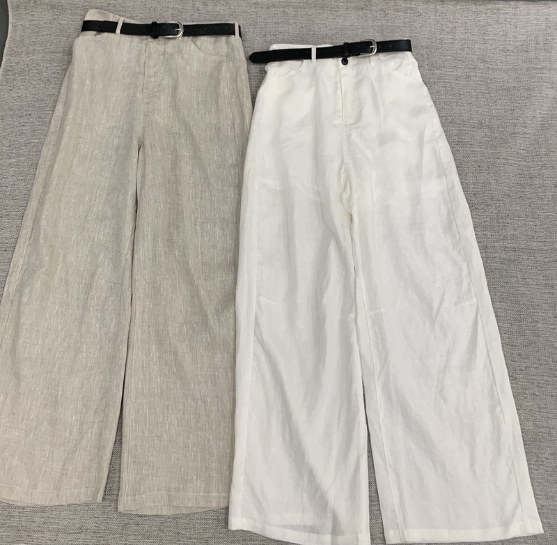 Linen Straight-Leg Casual Pants Fc7687 (Comes with a Belt) Linen Straight-Leg Casual Pants Fc7687 (Comes with a Belt)