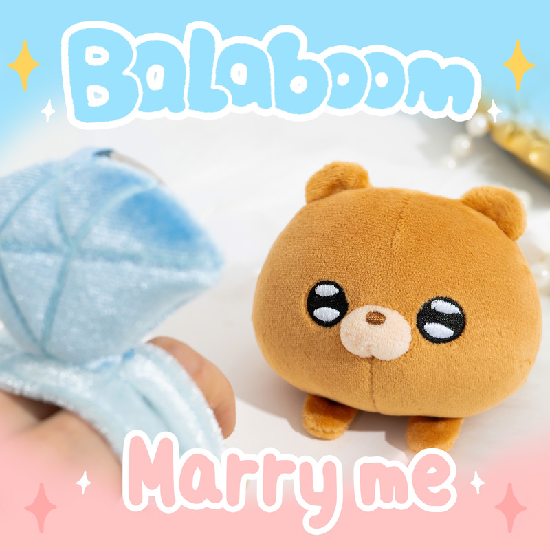 Bouncing Rabbit and His Friends, Diamond Ring Style Didi Pendant, Plush Toy Doll Gift with the Message, "Marry Me."