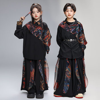 Children's Chinese Style Street Dance Performance Costumes New Year's Day Model Runway Show Tang Suit Kidsren's Jazz Dance Hiphop Dance Trendy Clothing