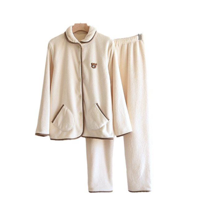 Coral Fleece Pajamas for Women, Suitable for Wearing Outside, Du Xiaozhai Home Wear Set, Autumn and Winter Thickened Couple's Pajamas Two-Piece Set