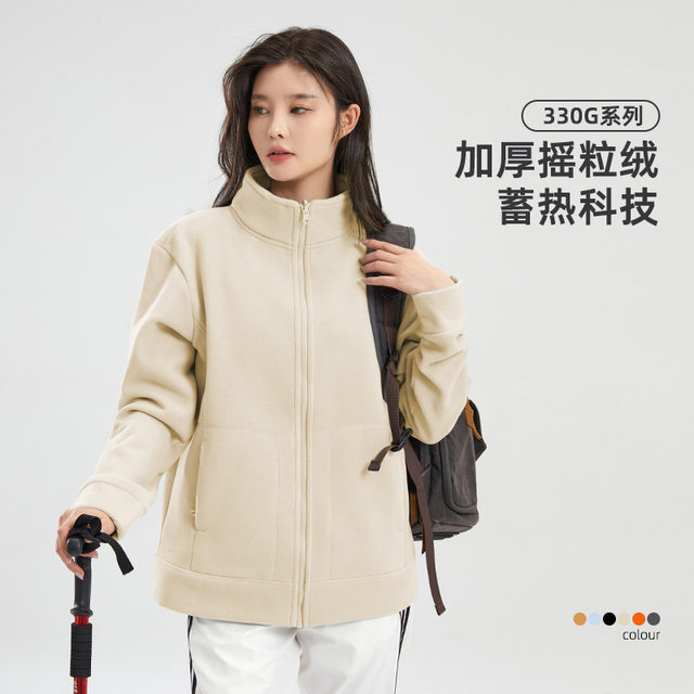 2025 Autumn/Winter Women's Stand Collar Fleece Jacket, Thickened and Lined, Loose Casual Solid Color Versatile Cardigan Sweatshirt