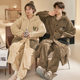 Winter Long Oversized 150kg Size Nightgown for Men, Coral Fleece Thickened Flannel Loose Cartoon Couple's Pajamas for Women