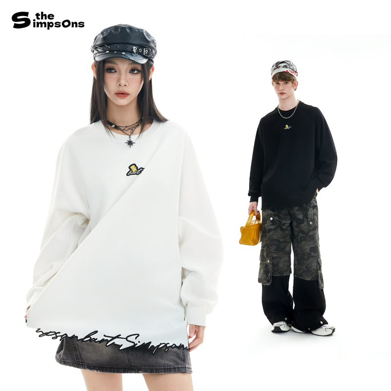 [Same Style as Li Chen] the Simpsons Sweatshirt, Street Fashion, Unisex, Embroidered Pattern Patch, Crew Neck