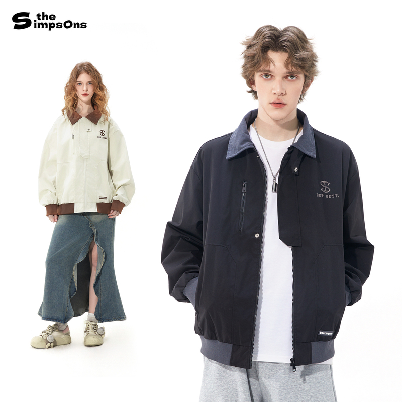 [Same Style as Wei Zichen] the Simpsons American-Style Color-Blocked Lapel 2026 New Jacket Men's Trendy Brand Jacket Women's