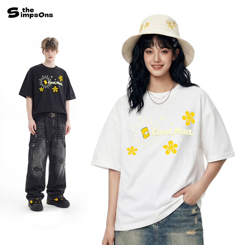 The Simpsons Men's Short-Sleeved T-Shirt Women's 2026 New Summer Super Popular Age-Reducing High-Quality Pure Cotton Breathable Top