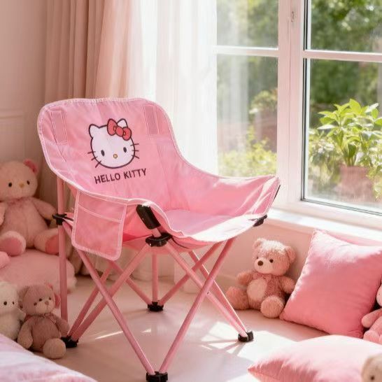 Hello Kitty Outdoor Folding Chair, Portable Camping Chair, One-Second Folding Chair, Super Cute Beach Chair, Park Indoor