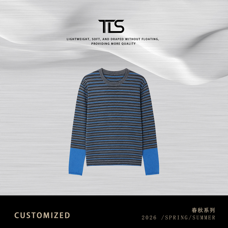 Tt【Sea Salt Stripe】Alpaca Wool Blend 12-Gauge Flat-Knit Integrated Fine Stripe Color-Blocked Knit Sweater 393965 Tt【Sea Salt Stripe】Alpaca Wool Blend 12-Gauge Flat-Knit Integrated Fine Stripe Color-Blocked Knit Sweater 393965