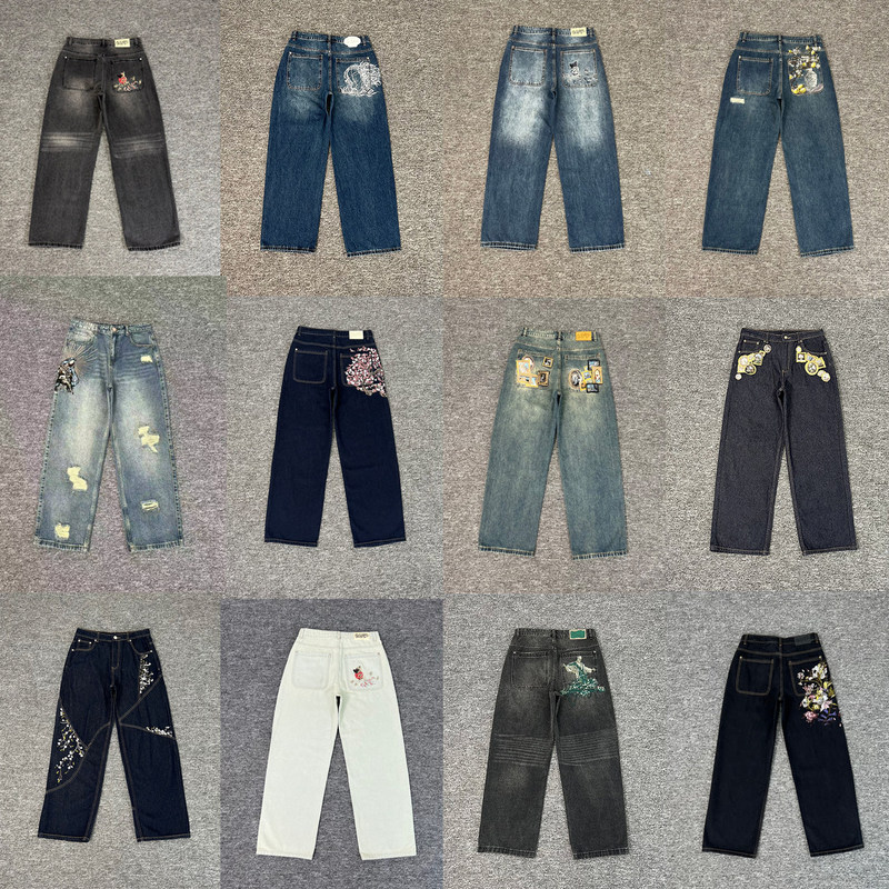 Derschutz American-Style Designer Jeans with Embroidery, Straight-Leg Pants, Versatile Slim-Fit Long Pants, Trendy ins Low-Rise Men's