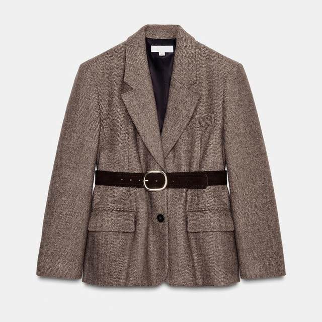 ZARA domestic shopping agency for women's clothing belted herringbone twill suit jacket 4387/263 4387263