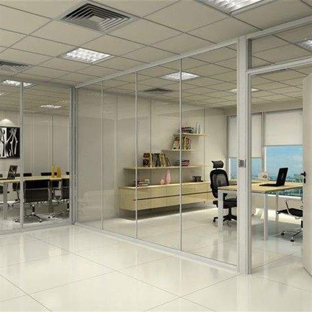 Guangdong Office Glass Partition Wall Integrated Single-Glass Jointed Partition for Business In古巴领领tor Aluminum Alloy Tempered Glass Partition