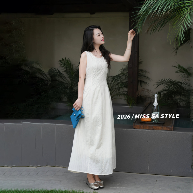 Misssa Large Size Tencel Nylon High-End Dress for Women, Jacquard Dark Pattern Loose Long One-Piece Dress