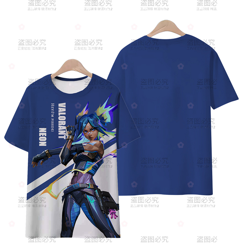 Fearless Contract All Heroes Printed T-Shirt Jett, Neon, Varante Short Sleeve Summer Cosplay Shirt