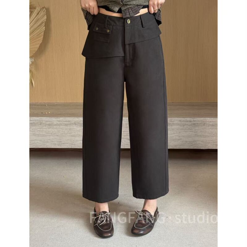 Fangfang Private Label Early Autumn Fake Waistband Flared Pants Women's High Waist Loose Slimming Straight Casual Long Pants 5621 Fangfang Private Label Early Autumn Fake Waistband Flared Pants Women's High Waist Loose Slimming Straight Casual Long Pants 5621