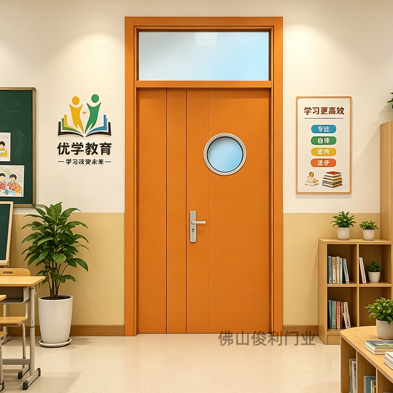 Steel Classroom Door with Observation Window, School Door, Training Center Door, Kindergarten Classroom Door, Anti-Pinch Steel Door with Air Window