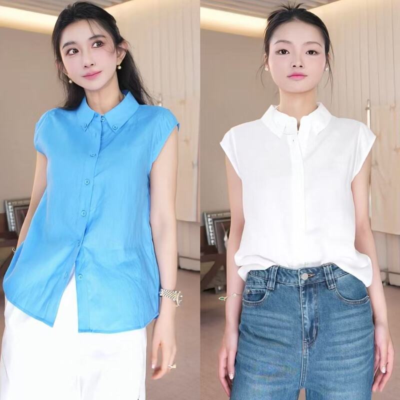 [Non-Market Product] the Classic Linen Look Is Only Available in This **Fuluo Shoulder-Drop Top Sn580