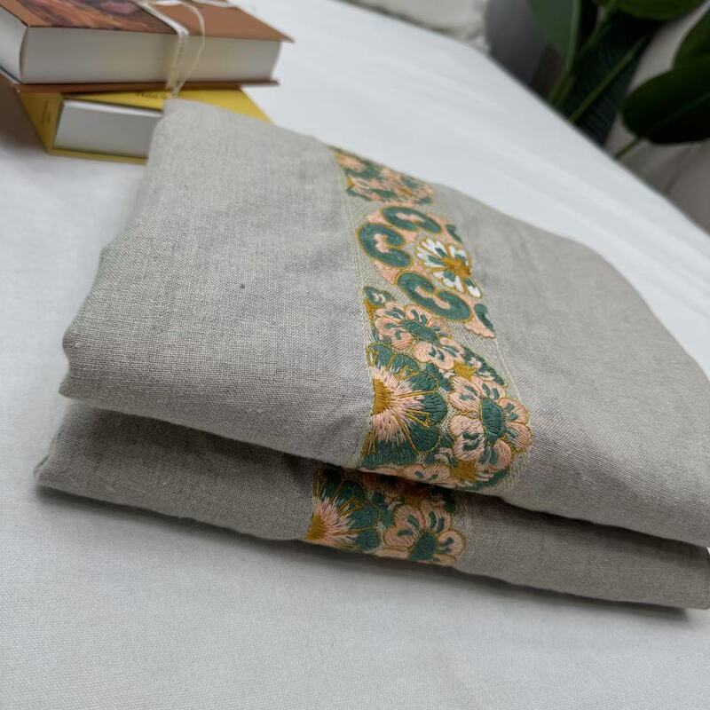 【5 Pieces of Auspicious and Wish-Fulfilling】Sunwu County Five-Piece Antique Coarse Linen Heavy Double Bed Sheet and Duvet Cover Set