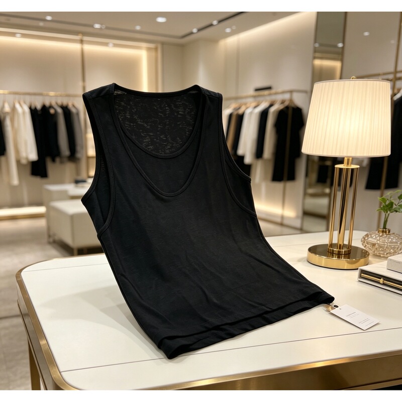 【100% Hemp Double-Layer Black Vest】Sunwu County Hemp Women's Solid Color Outerwear Vest Camisole
