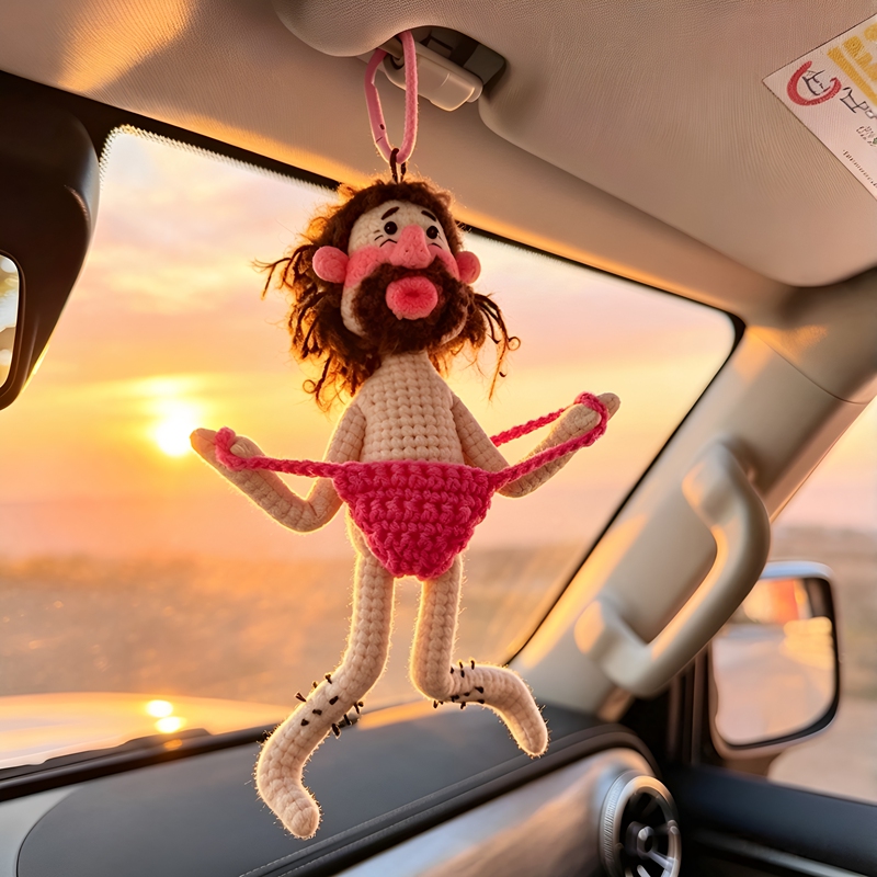 【In Stock】Cute Guy Pendant with Funny Mustache, Handmade DIY Crochet Kit, Car Hanging Decoration 【In Stock】Cute Guy Pendant with Funny Mustache, Handmade DIY Crochet Kit, Car Hanging Decoration
