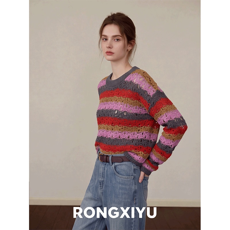 This Year's Trendy Red Striped Knit Sweater, 2026 Autumn New Style, Soft and Cozy Lazy Style Versatile Top for Petite Individuals This Year's Trendy Red Striped Knit Sweater, 2026 Autumn New Style, Soft and Cozy Lazy Style Versatile Top for Petite Individuals