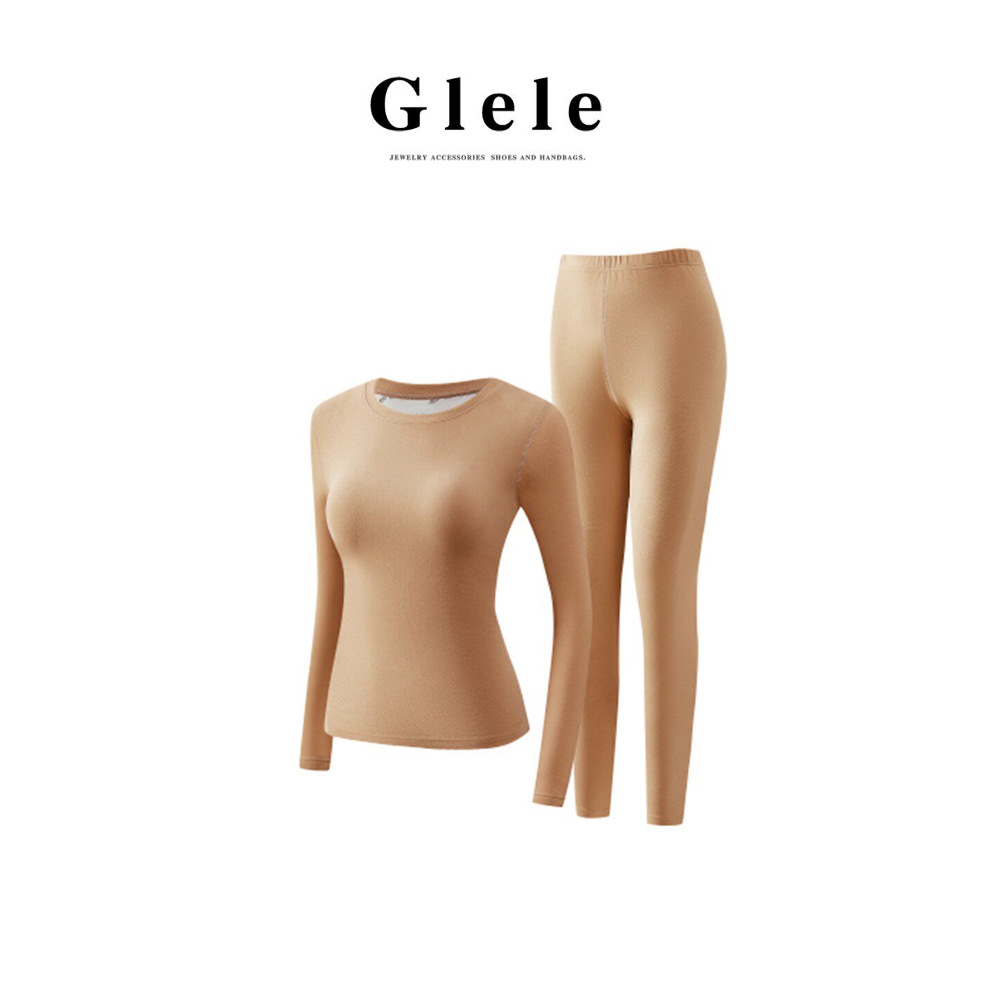 Комплект термобелья Glele private clothing "Теплый костюм из молочного шелка на пуху" с накладками из пухового белья