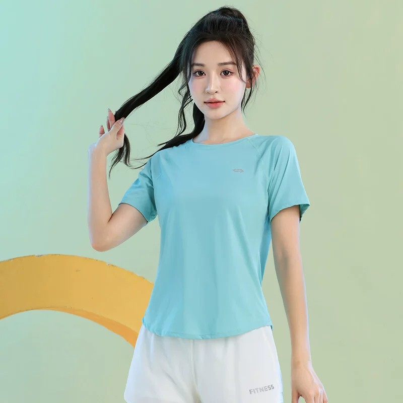 German Dopamine Marathon Running Clothing Summer Short-Sleeved Sportswear Loose Fitness Top Quick-Drying Breathable Yoga Women's Clothing