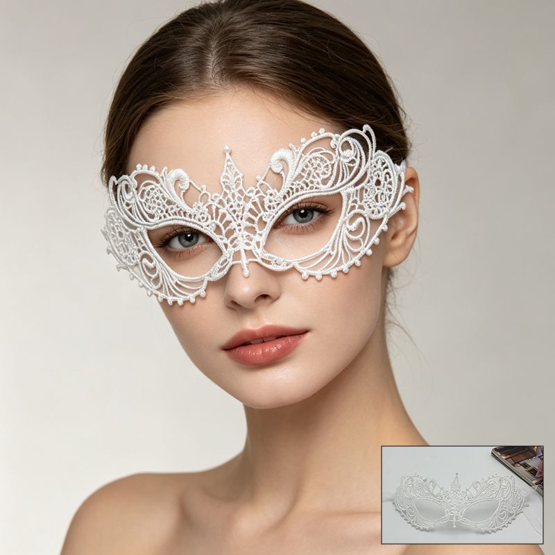 Adult Women's Halloween Half-Face Masquerade Party Mask with Gold Stamping and Lace Eye Mask Stage Performance Prop