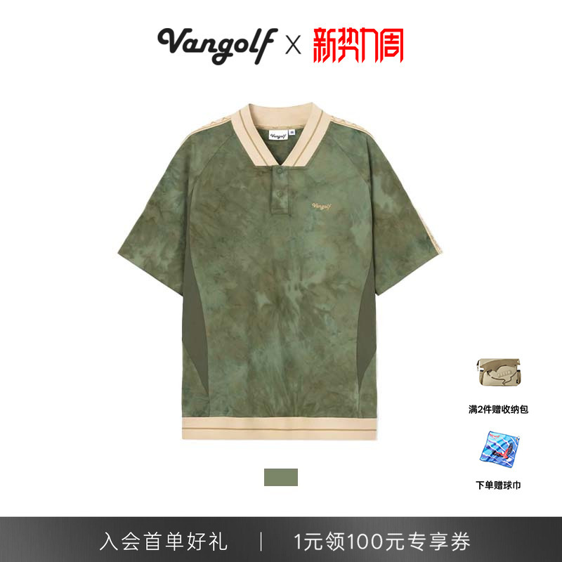 Vangolf Artwear Golf Spliced Polo Short-Sleeved T-Shirt Tie-Dye Art Casual Sports Spring and Summer Men's Style