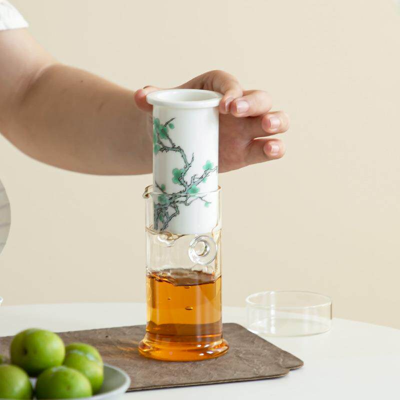 Glass teapot line tea set travel resistant high plus green plum black tea thick filtered black tea warmer ceramic separated tea water scented tea