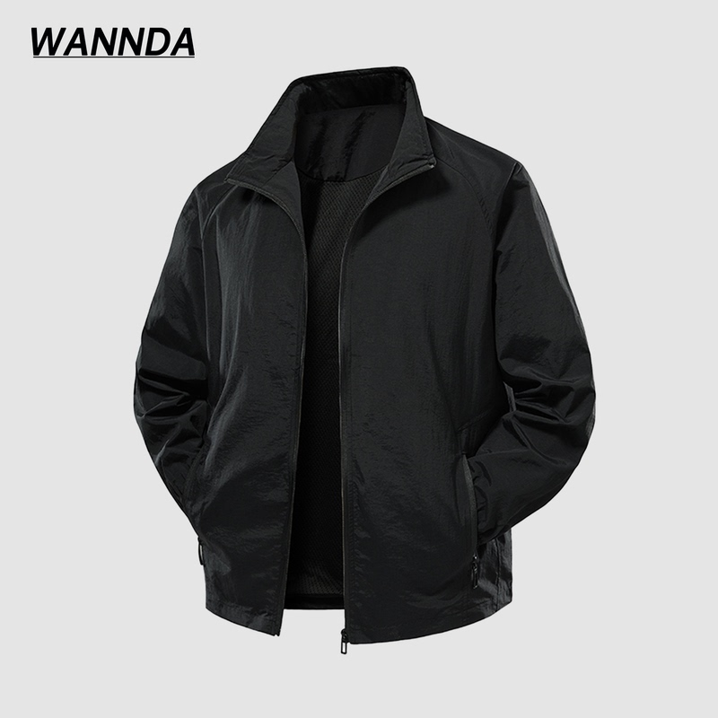 Outdoor Casual Style Stand-Up Collar Jacket for Men 2026 Autumn New Black Solid Color Loose Versatile Coat with a High-End Feel Outdoor Casual Style Stand-Up Collar Jacket for Men 2026 Autumn New Black Solid Color Loose Versatile Coat with a High-End Feel