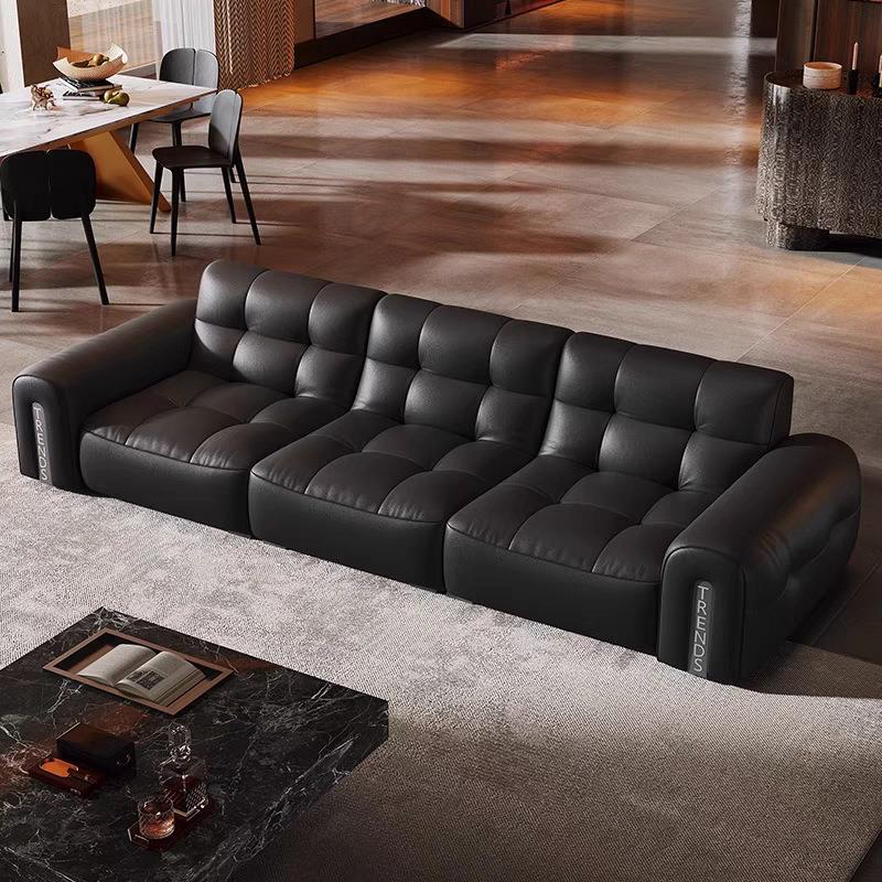 Foshan Living Room Furniture New Model Italian Minimalist Sofa Designer Angora Black Top-Grain Leather Sofa Foshan Living Room Furniture New Model Italian Minimalist Sofa Designer Angora Black Top-Grain Leather Sofa