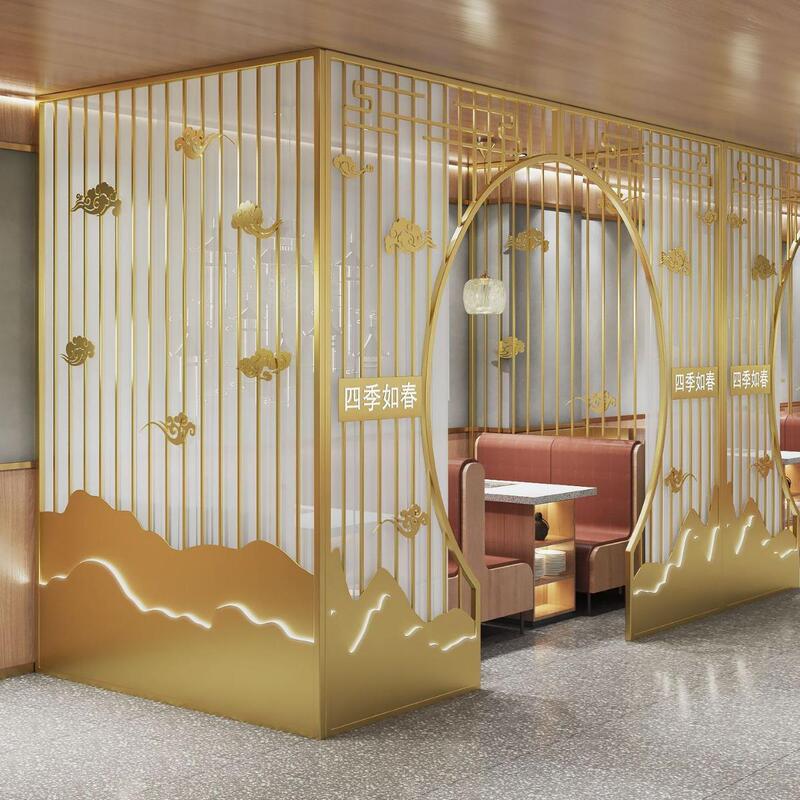 New Chinese-Style Wrought Iron Lattice Arch Screen Partition Wall for Tea Room, Restaurant Booth, Tea House, Beauty Salon, and Reception Area New Chinese-Style Wrought Iron Lattice Arch Screen Partition Wall for Tea Room, Restaurant Booth, Tea House, Beauty Salon, and Reception Area