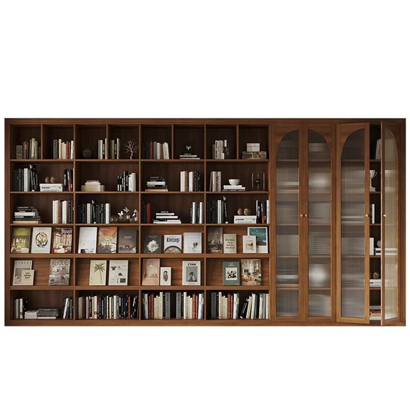 Bookcase integrated whole wall household cherry wood black walnut bookshelf custom display cabinet solid wood living room bookcase
