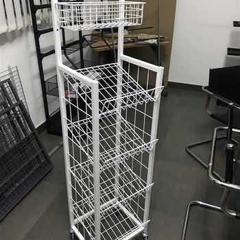 Umbrella and rain gear display rack hotel storage supermarket lobby floor small mobile rack goods with casters