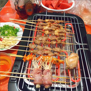 Electric barbecue grill barbecue appliances barbecue grill indoor barbecue skewer rack household electric grill pan smokeless barbecue stove pot