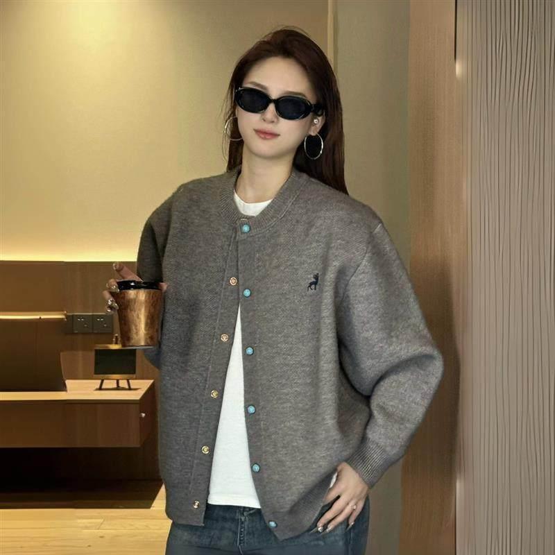 Beauline Brian Clothing Autumn Patchwork Cardigan Knitted Regular Sweater Knitwear Short Couple Coat