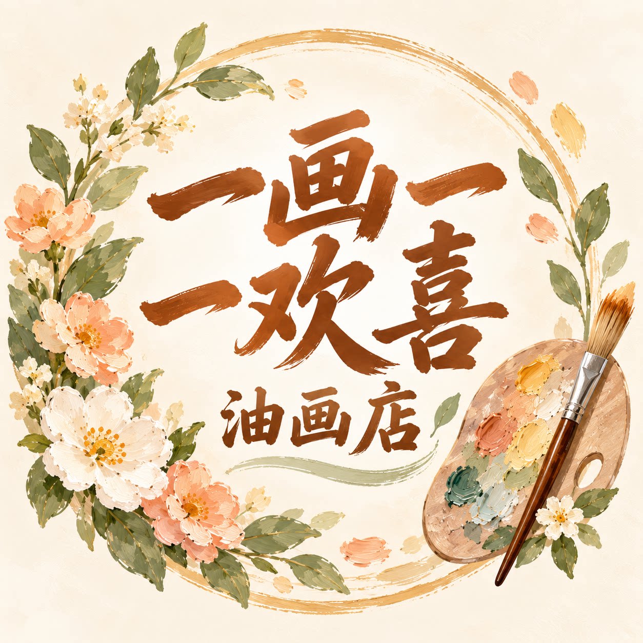 一画一欢喜油画店的LOGO