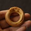 Fine hand-carved Pixiu old jade bamboo cultural toy ring bamboo pendant accessories bamboo ring bamboo ring handle piece ring