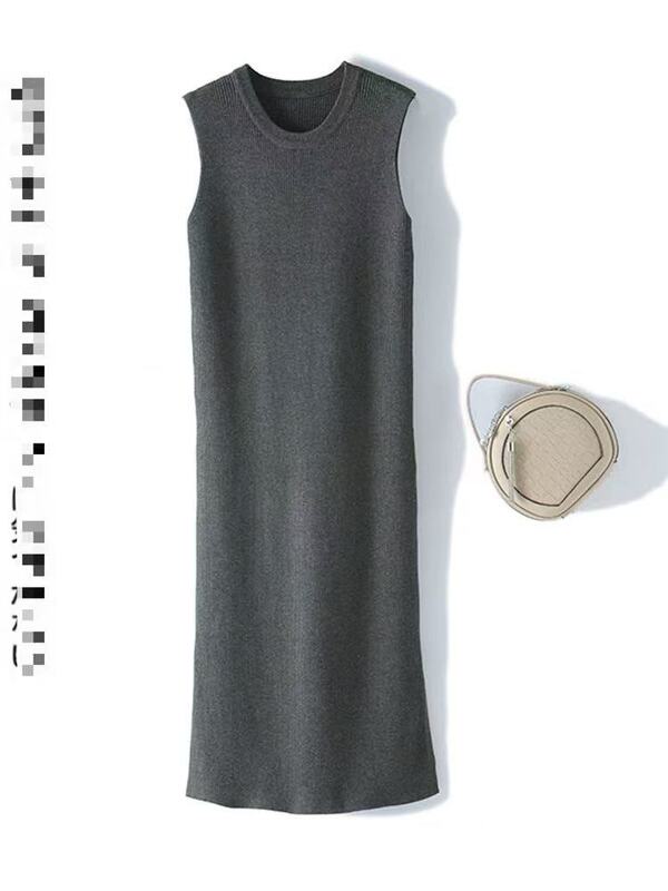 Lm 948-70 Round Neck Sleeveless Solid Color Versatile Dress Lm 948-70 Round Neck Sleeveless Solid Color Versatile Dress