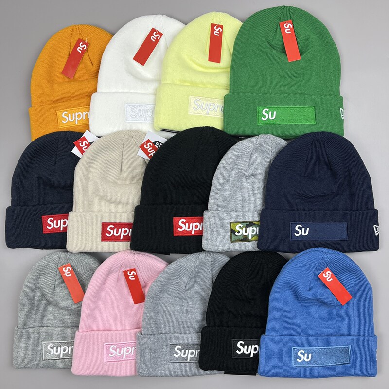 In Stock~Box Logo Beanie Embroidered Letter Knit Cold Weather Hat Men's Winter Ski Headwrap Wool Hat Women's In Stock~Box Logo Beanie Embroidered Letter Knit Cold Weather Hat Men's Winter Ski Headwrap Wool Hat Women's