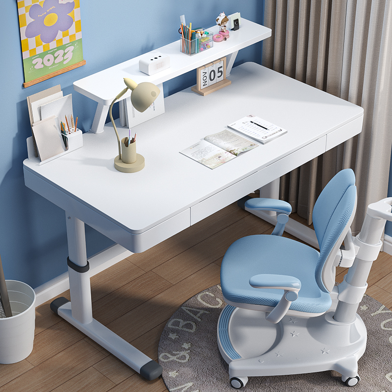 Solid wood children's study table, home children's desk, computer table, simple elementary school desk, liftable table and chair set