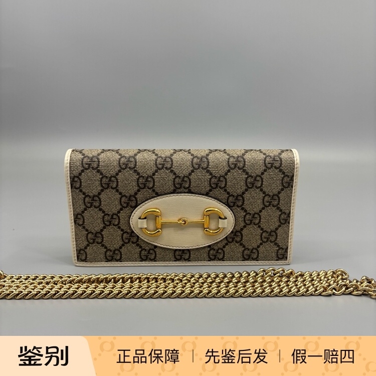 [98% New] Gucci/Gucci 1955 Retro Gold Buckle Printed Women's Chain Bag Shoulder Crossbody Woc Bag