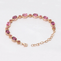 High-end 18K gold inlaid natural tourmaline bracelet rose gold kgold bracelet