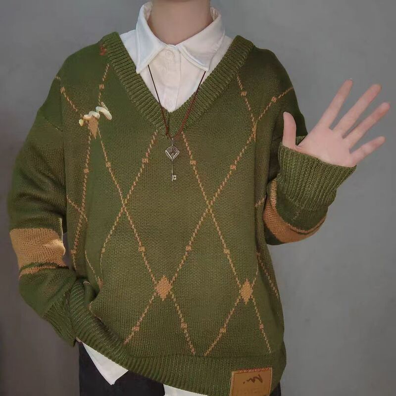Identity V: Love and Deep Space Popular Xia Yan Cosplay Green Knit Sweater Cosplay Sweater Academy Style Chinese Style