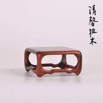 Solid wood purple sandalwood rosewood ornaments miniature bonsai vase antique jade chinese small square table teapot base wooden holder