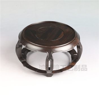 Mahogany purple sandalwood drum-shaped round base teapot bonsai antique jade vase ornaments base mortise and tenon craftsmanship