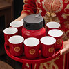 Wedding tea cup, newlywed household Chinese-style ceramic tea set, wedding dowry, high-end national style wedding box, pair of cups