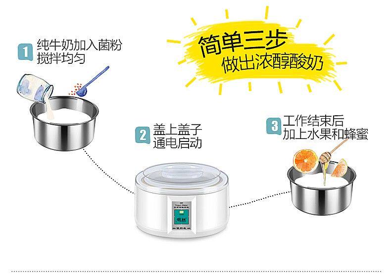Йогуртница 领锐酸奶机家用小型全自动大容量玻璃7分杯迷你diy纳豆米酒发酵机 Led sharp